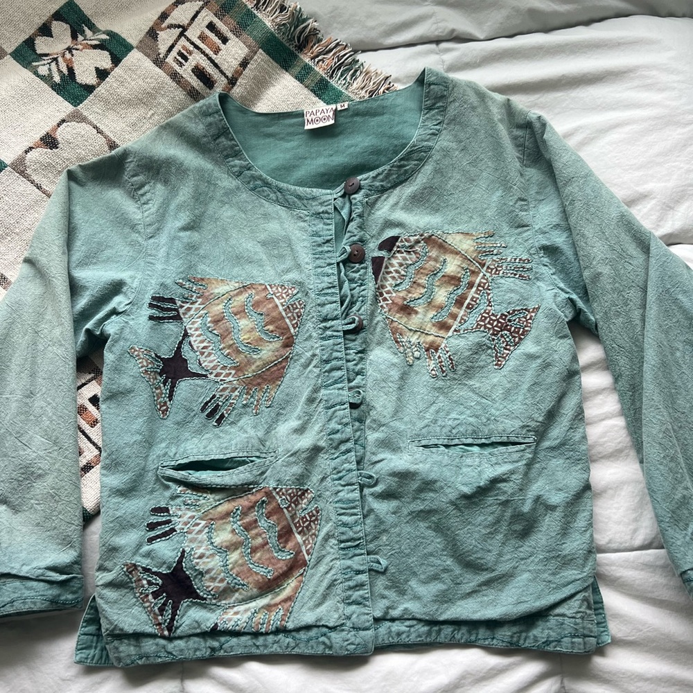 Retro hippie fish jacket